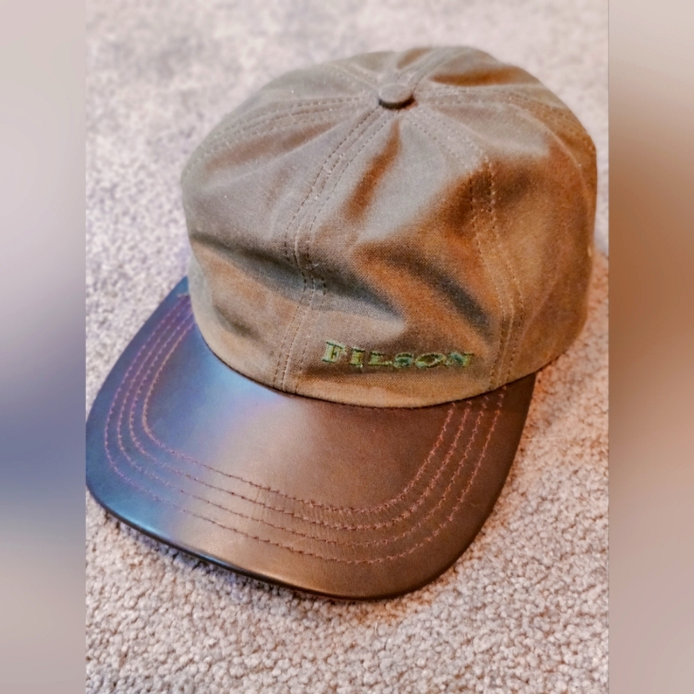Filson Waxed Tin Cloth Hat with Leather Vill Style 30038CA